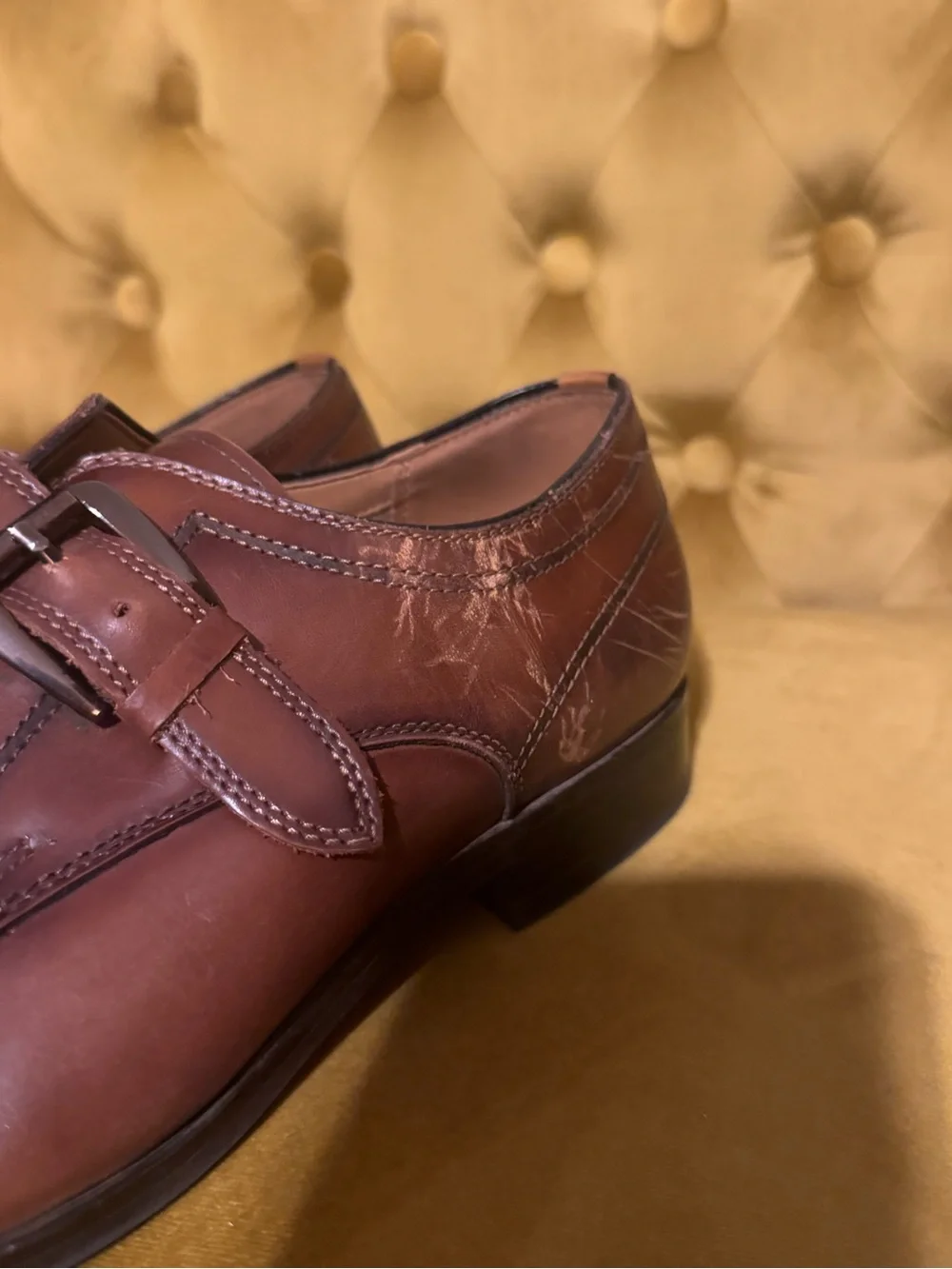 Steve Madden Brown Leather Single Monk Strap Oxfords